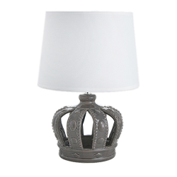 LAMPADA TAVOLO CORONA CERAMICA ANTRACITE + CAPPELLO BIANCO 
