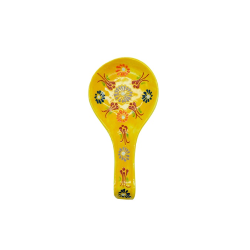 POGGIAMESTOLO DECORATO A MANO GIALLO