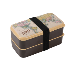 LUNCH BOX OLD MAP CON DIVISORIO FORCHETTA COLTELLO E CUCCHIAIO
