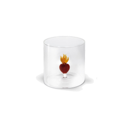 BICCHIERE VETRO BOROSILICATO 250 ML DECORO CUORE SACRO 