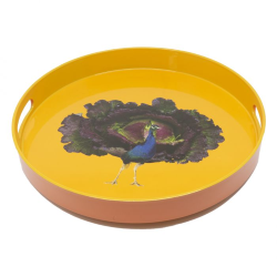 VASSOIO ROTONDO 33CM DECORO PAVONE