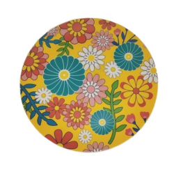 PIATTO GIALLO FIORI 25 CM