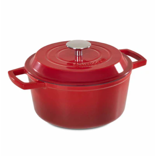 CASSERUOLA GHISA CM24 C/COPERCHIO ROSSO LACCATO BARAZZONI
