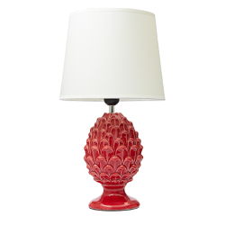 LAMPADA TAVOLO PIGNA CERAMICA CORALLO + CAPPELLO BIANCO