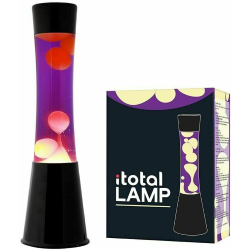LAMPADA LAVA BASE NERA  LIQUIDO VIOLA CERA GIALLO