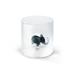 BICCHIERE VETRO BOROSILICATO 250 ML DECORO ELEFANTE