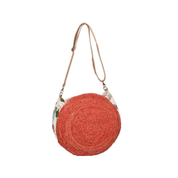 BORSA TONDA TESSUTO ROSSO